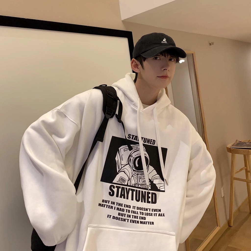 Áo Hoodie Cổ Tròn Tay Dài Dáng Rộng In Hình Phi Hành Gia NASA 6 Màu Lựa Chọn