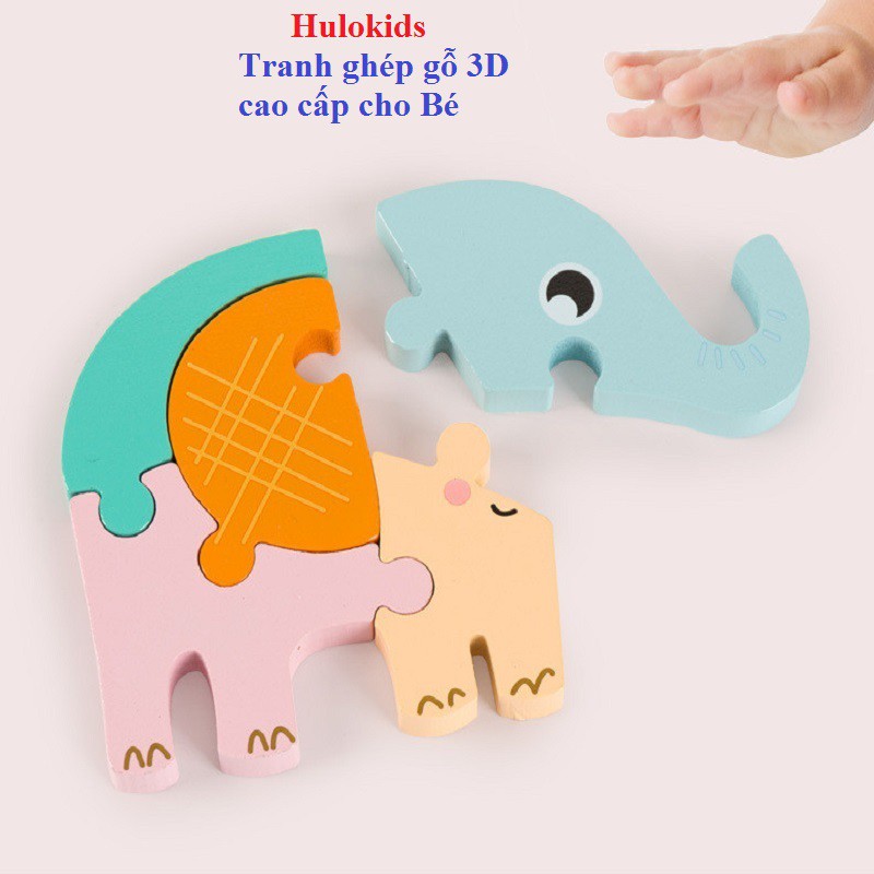 [Mã LIFE0503TOYS giảm 10% đơn 0Đ] {Loại dày} Đồ chơi tranh ghép hình khối gỗ nổi, xếp hình khối 3D cho bé