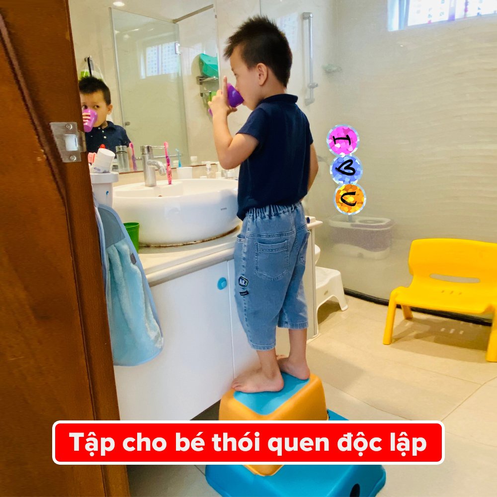 Ghế bậc thang đa năng H2 Babyhop thiết kế 2 bậc giúp bé vệ sinh độc lập, ngồi đọc sách có thể tháo rời chịu lực 70kg