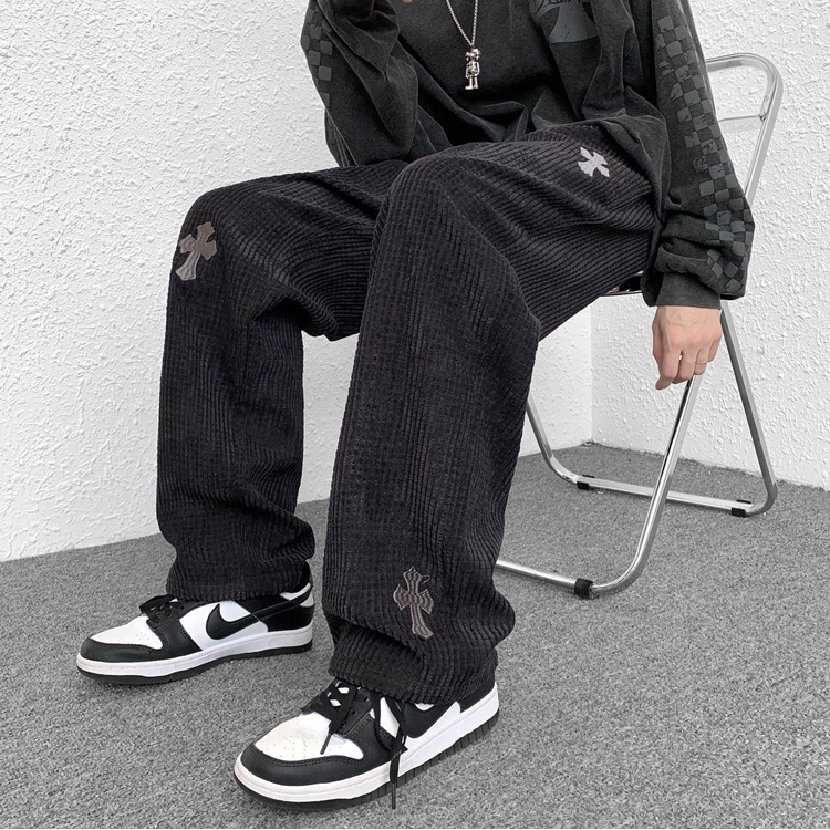 ♞AFF LIGA♞ Quần dài thể thao ống rộng lưng thun co giãn phong cách hiphop đường phố thời trang cho nam