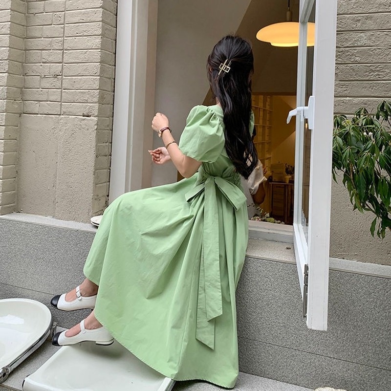 Đầm Tay Phồng Dáng Chữ A Thời Trang Mùa Hè Ngọt Ngào Cho Nữ