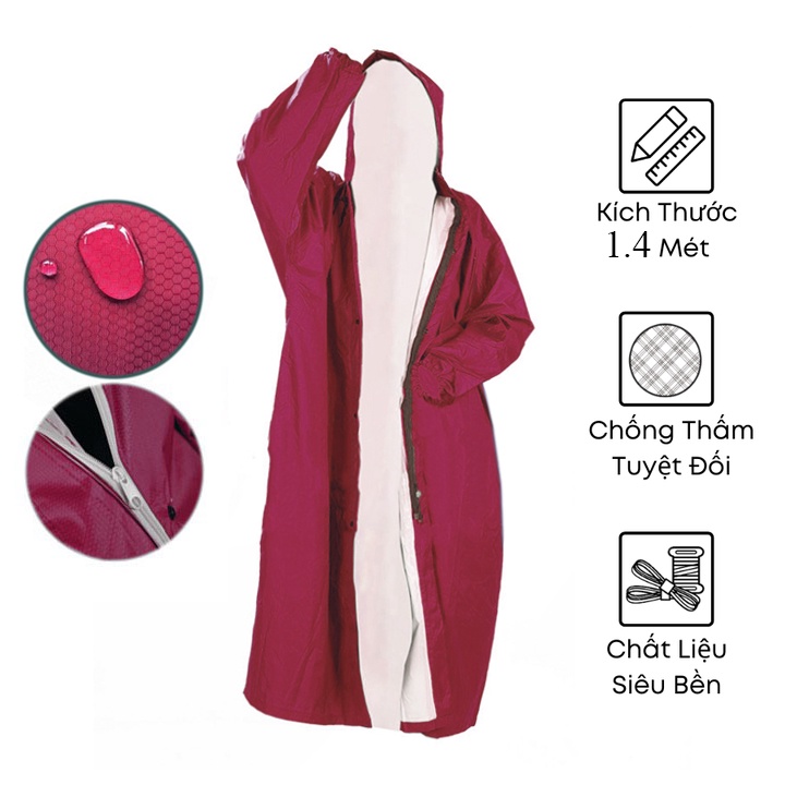 Áo mưa 1 người lớn Nam Nữ KOJMAC Raincoat Fashion 1m2 &amp; 1m4 ( Bộ đồ măng tô chống thấm nước thời trang cặp đôi ..)