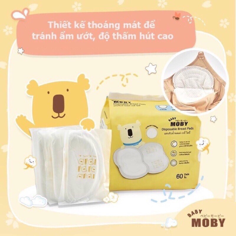 Miếng Lót Thấm Sữa Moby Hộp 60 Miếng Chính Hãng Nhập Khẩu Thái Lan