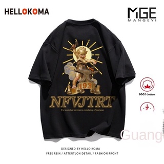 Áo thun cotton ngắn tay màu trơn in họa tiết phong cách retro cho nam nữ