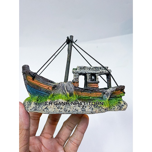 THUYỀN MINI TRANG TRÍ BỂ CÁ, TIỂU CẢNH 11X3X11CM