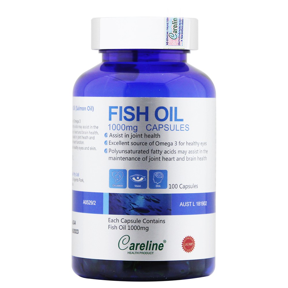 Viên Nang Mềm CARELINE Fish Oil (Salmon Oil) Dầu Cá Hồi Tăng Cường Sức Khoẻ Toàn Diện 100 Viên