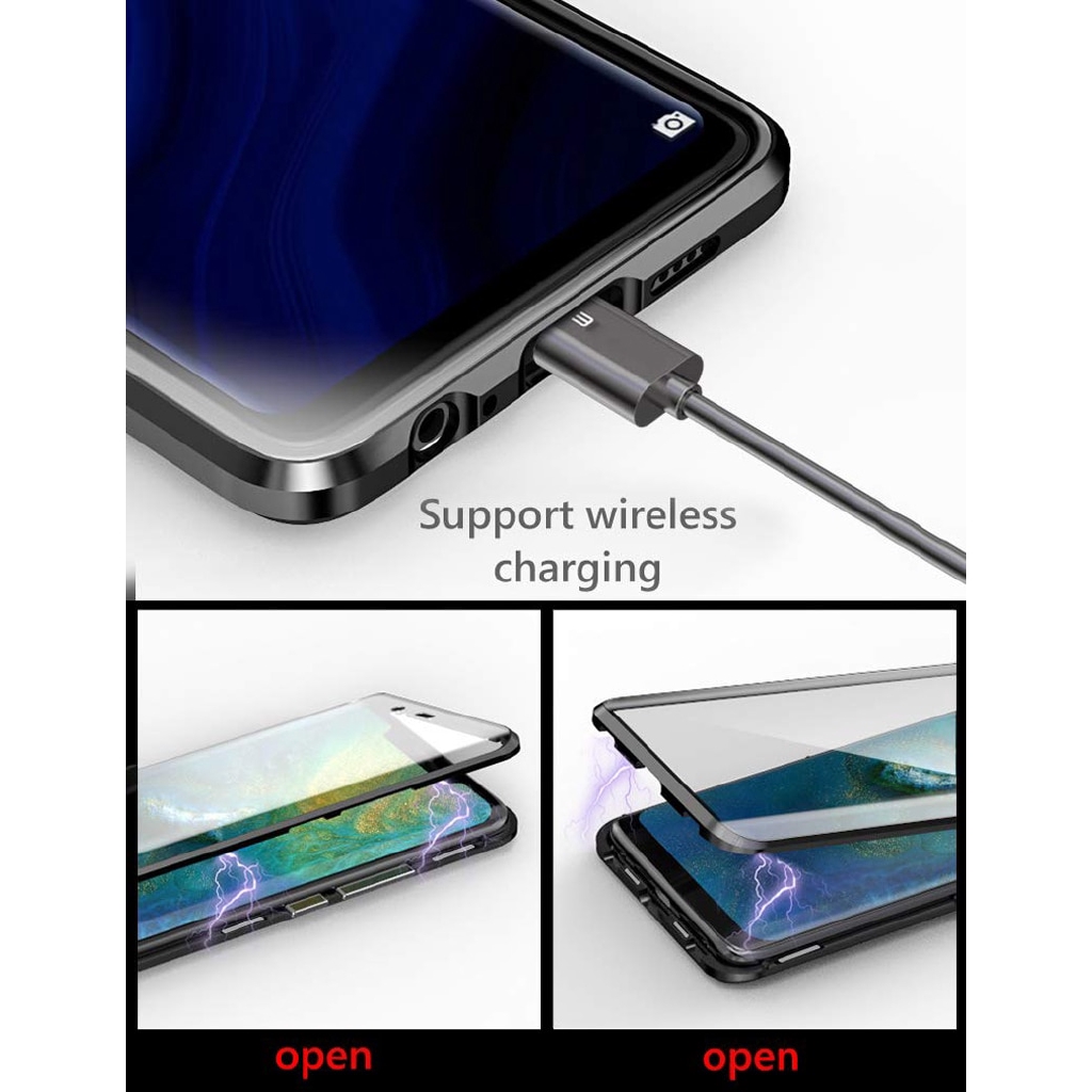 Ốp điện thoại 2 mặt cường lực khung kim loại từ tính Mi Xiaomi Redmi Note 8 9T CC9e Se Pro/ Xiaomi 9se