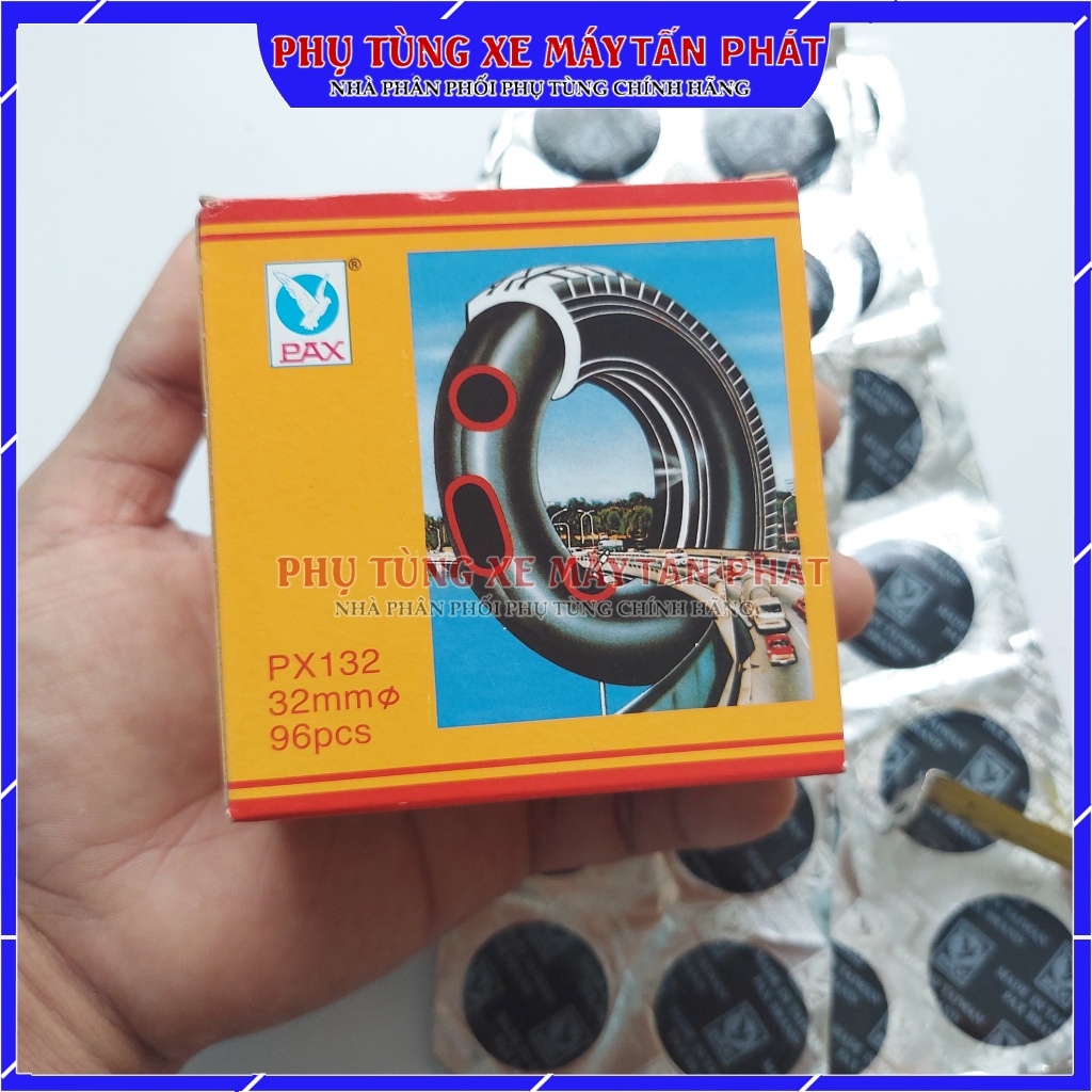 Hộp 96 miếng Tròn 32mm Chuyên Vá Vỏ - Ruột Xe Máy Ô tô Xe Hơi Lốp Không Ruột Chính Hãng Tawan - Đài Loan