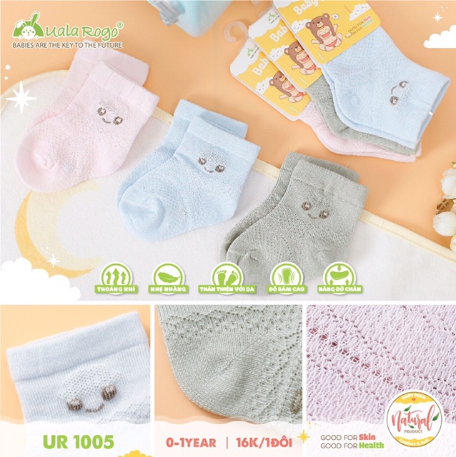 Tất lưới mỏng cho bé 0-12m UALA ROGO ( giá 1 đôi)