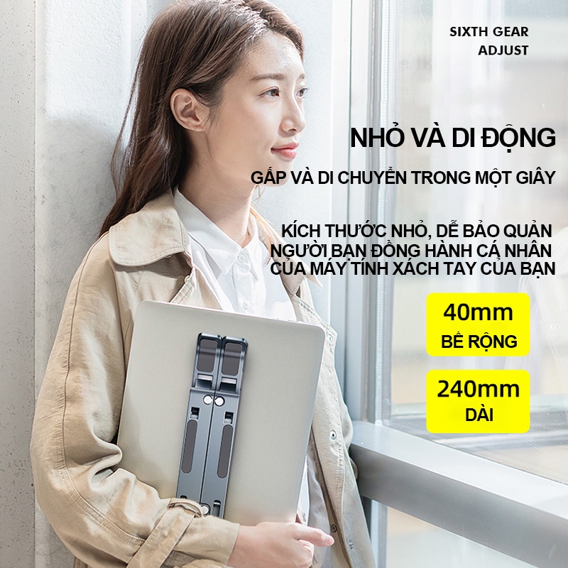 TAIPULING Giá đỡ laptop/ máy tính  bằng nhôm tản nhiệt 15 6 inch 2 tầng 7 tốc độ điều chỉnh/ có thể gấp lại