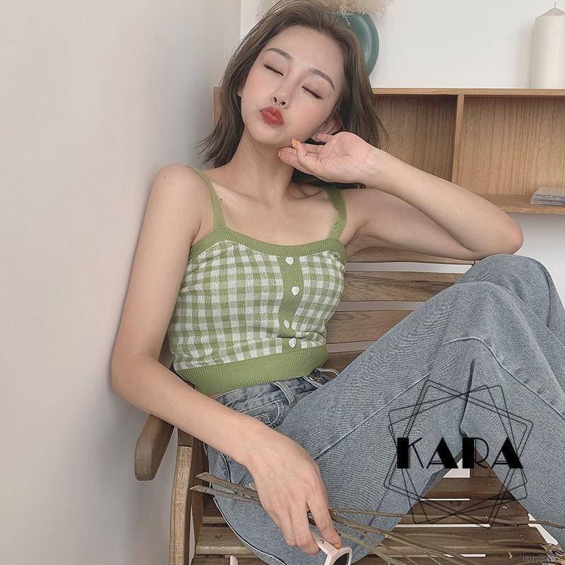  Áo Croptop Dệt Kim Hoạ Tiết Kẻ Ô Phong Cách Cổ Điển | BigBuy360 - bigbuy360.vn