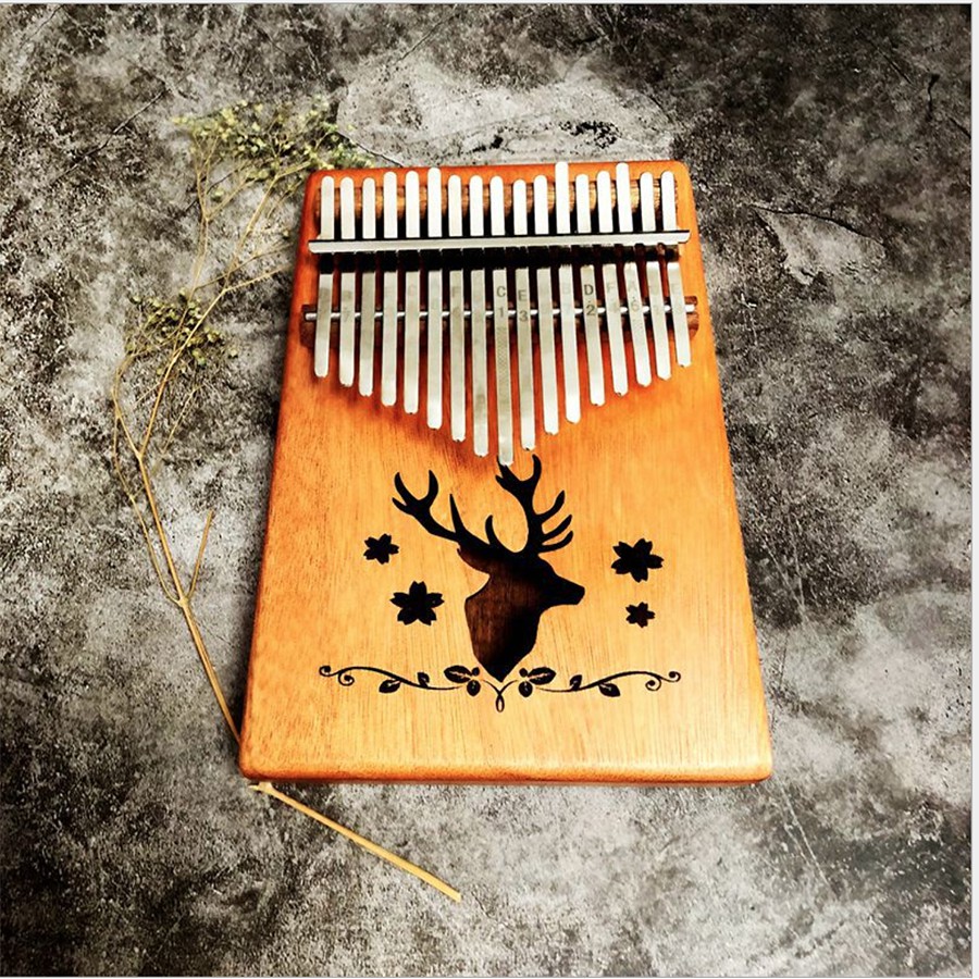 Đàn Kalimba 17 phím WOIM Gỗ Tuần Lộc Tặng kèm kèn Kazoo