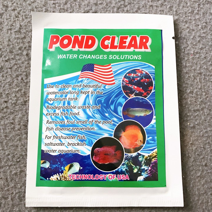 Men Vi Sinh Pond Clear 10g Cho Hồ Cá Cảnh, Làm Trong Nước, Khử Mùi Hôi