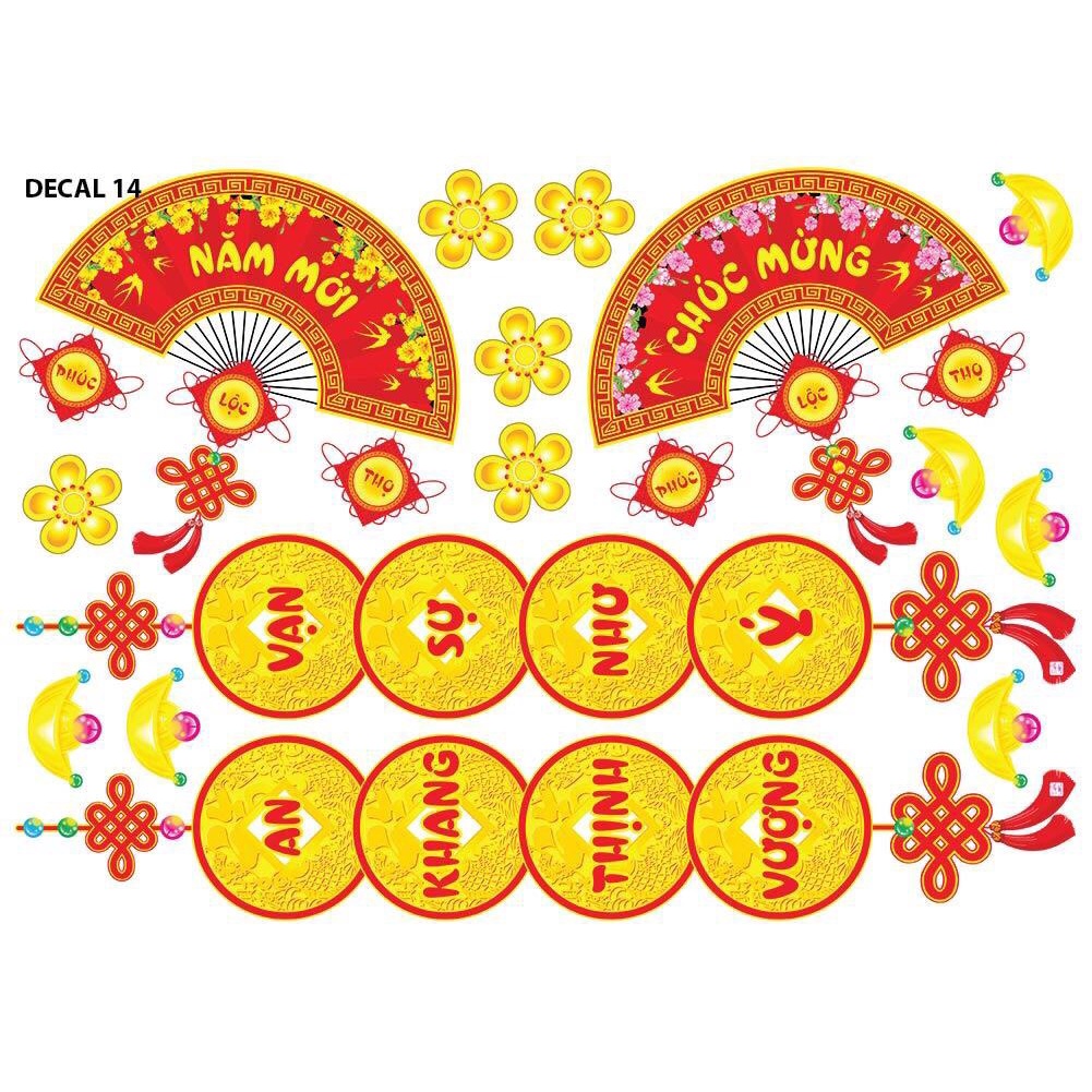 Decal tết decal trang trí tết 4D mẫu phát tài