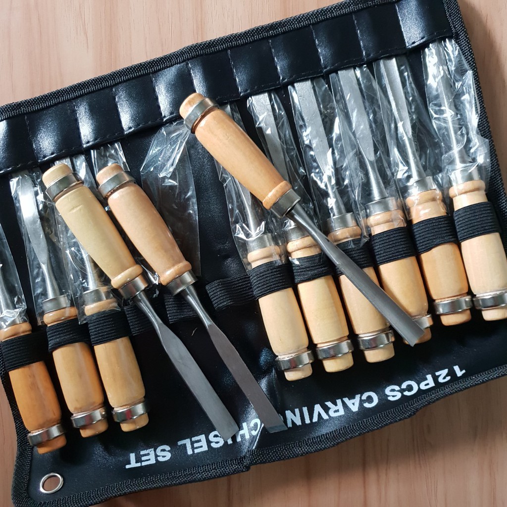 Bộ đục gỗ cầm tay 12 món_ Dụng cụ dao điêu khắc đục gỗ cây cảnh làm bonsai cho bác thợ