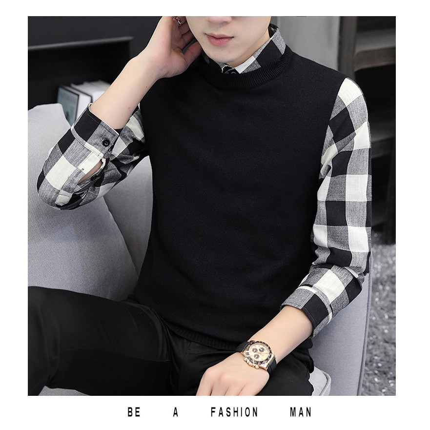 Áo sweater dệt kim cổ chữ V 5 màu sắc thời trang cho nam Áo len dệt kim cổ tròn cho nam