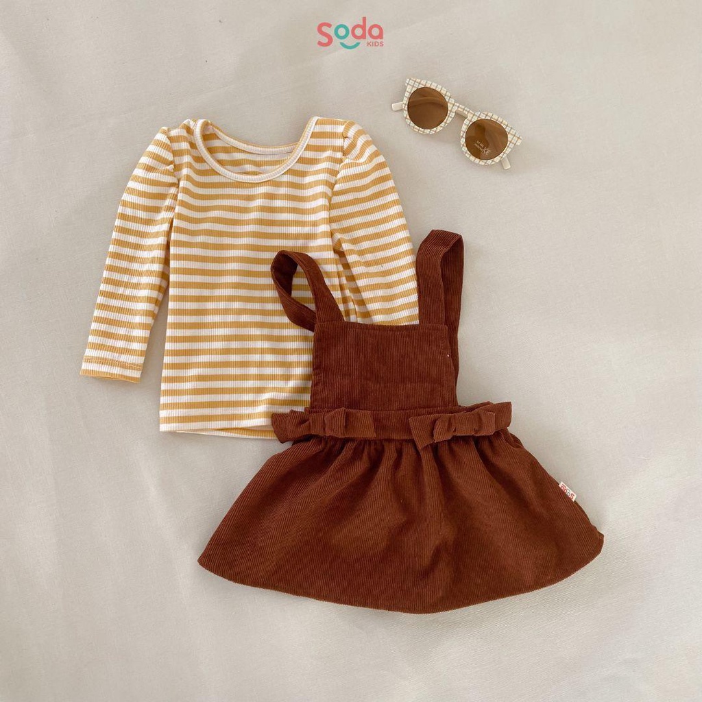 Áo thun bé gái LINE SHIRT SODA KIDS thiết kế tay bồng tiểu thư, chất liệu thun tăm co giãn