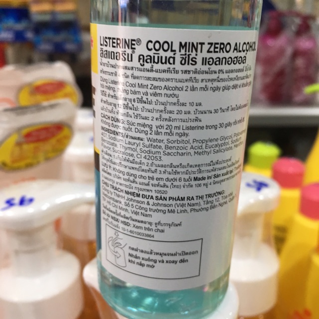 Nước súc miệng Listerine Cool Mint Zero Alcohol 100ml