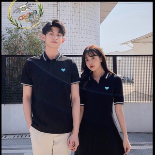 Váy thun đôi nam nữ viền polo tim trang trí (có nhiều màu)