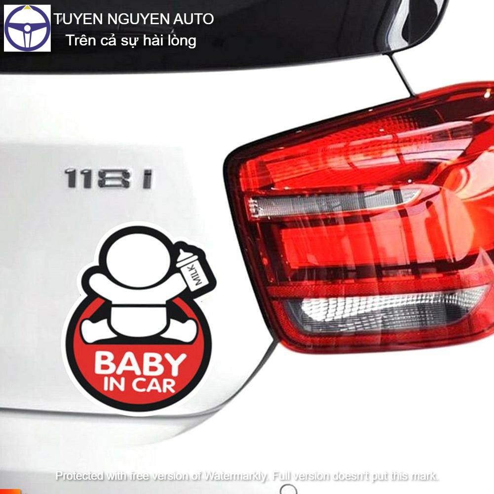 Tem baby in car dán xe hơi, ô tô (tem nhôm)