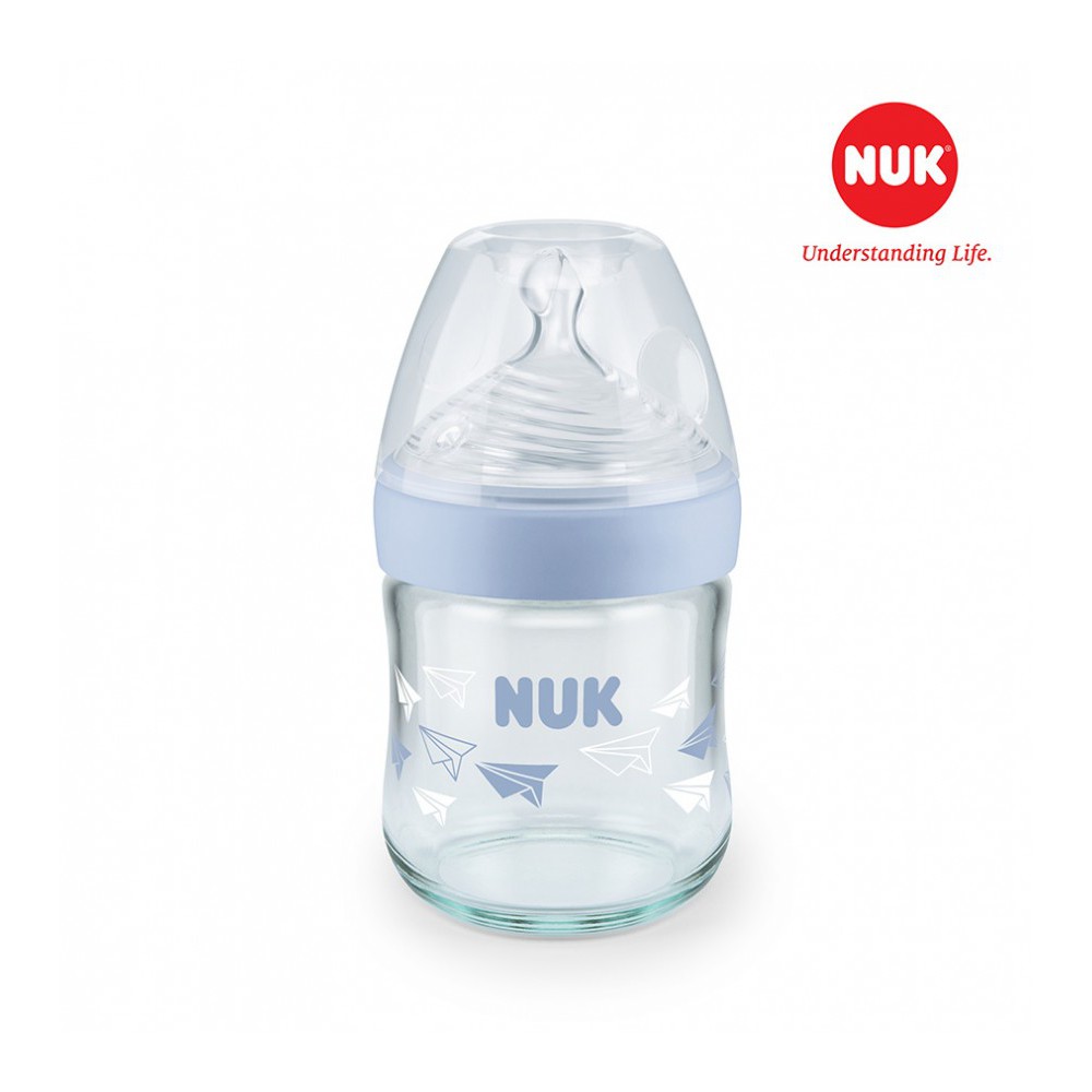 Bình sữa NUK Nature Sense thủy tinh núm ti Silicone S1 - M