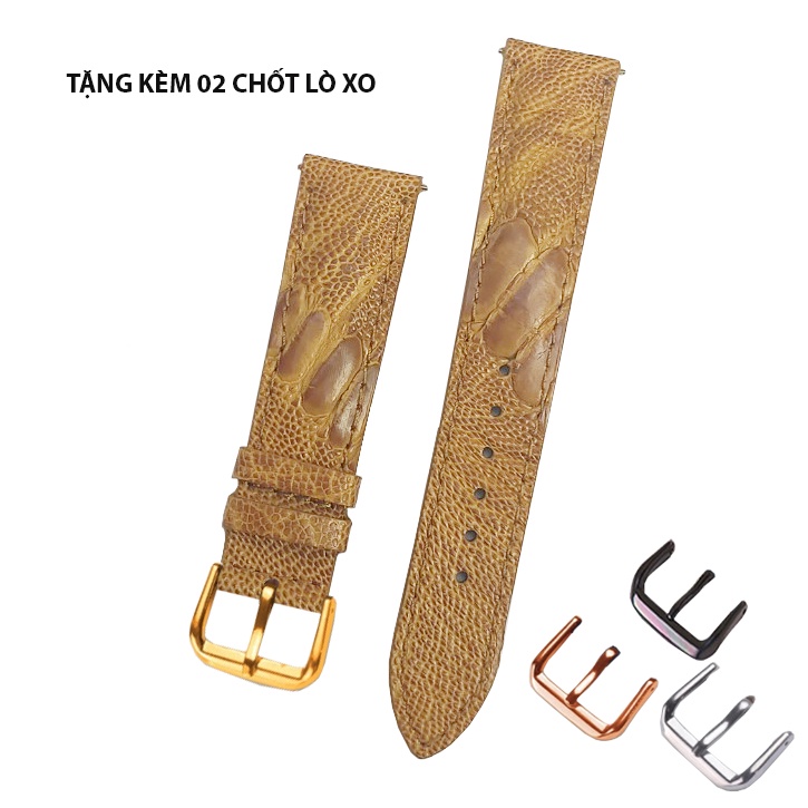 Dây đồng hồ da ĐÀ ĐIỂU THẬT cao cấp khóa cài nhiều Size 12 14 15 16 18 19 20 21 22 24mm