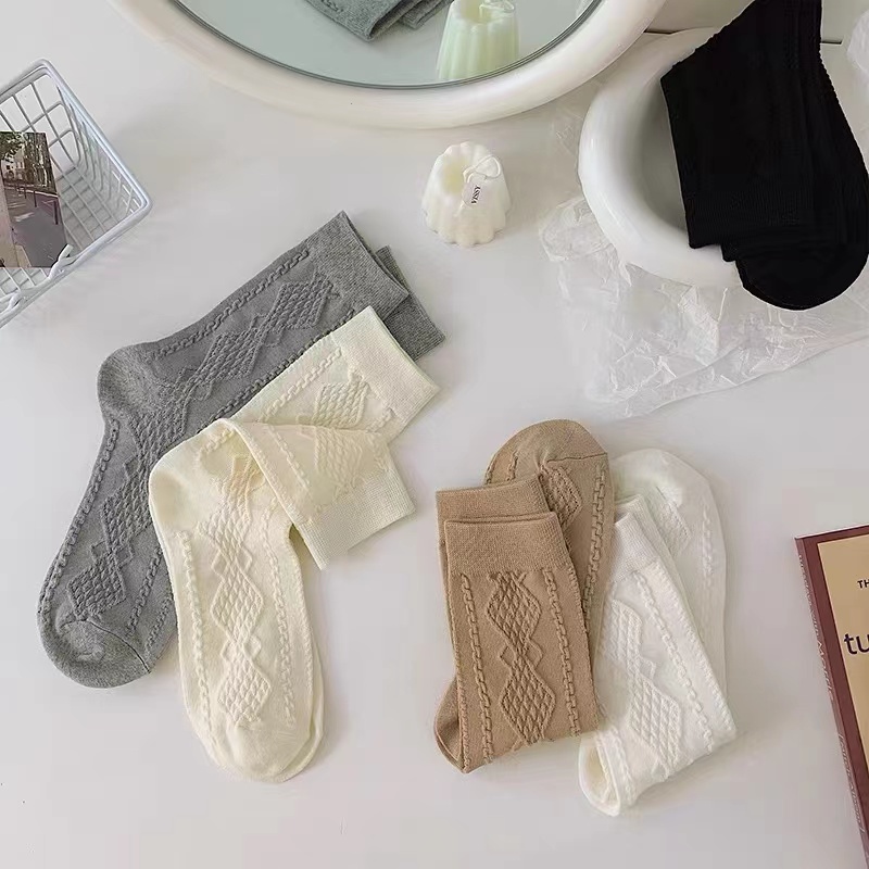 Vớ Cotton Cổ Cao Vừa Phong Cách Retro Nhật Bản Thời Trang Mới