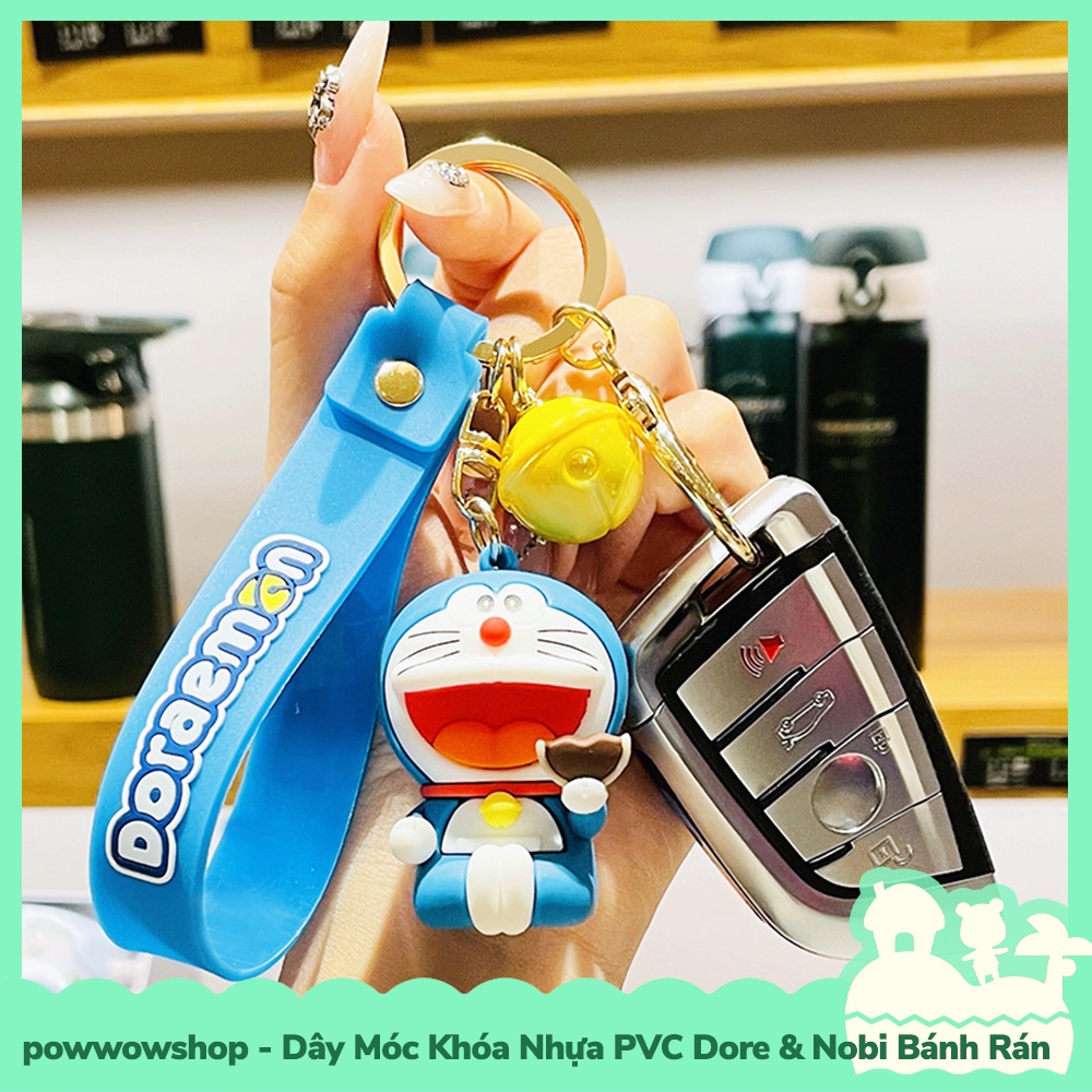 [Sẵn VN - Hỏa Tốc] Dây Móc Khóa Nhựa PVC Nguyên Khối Kiểu Dáng Dore Nobi Bánh Ran Pan Cake
