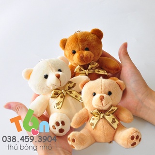 Gấu Teddy ngồi, cao 14cm có móc treo chìa khóa, treo balo, treo nôi