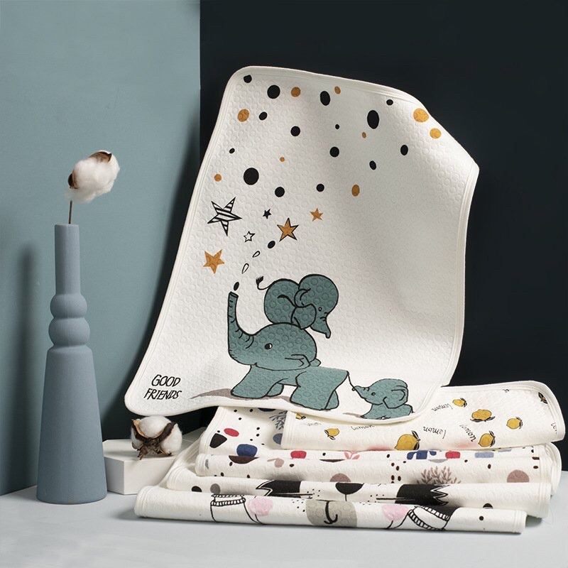 Tấm lót chống thấm thoáng khí Babybee cotton hữu cơ 4 lớp cao cấp dùng cho nôi cũi giường - haobaby2018