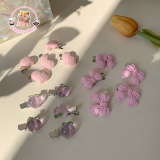 Kẹp Tóc Đính Nơ Hình Trái Tim Màu Hồng Thời Trang Xinh Xắn Cho Nữ