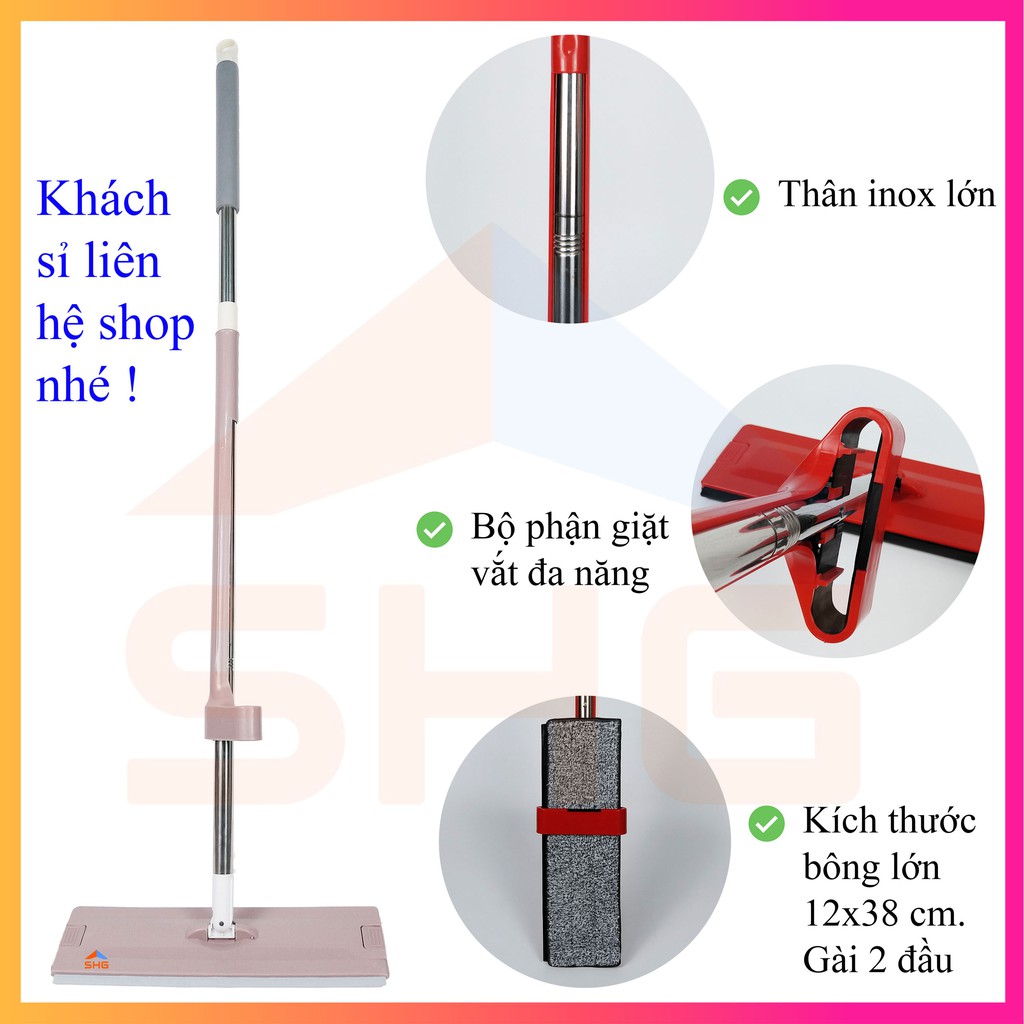 Cây lau nhà tự vắt thông minh 360 độ, chổi lau nhà tự vắt không cần thùng lau nhà - Mã 12x38