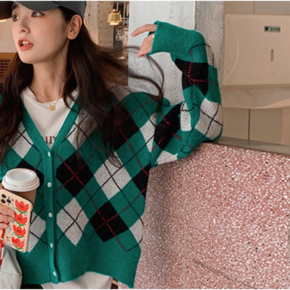 Áo Khoác Cardigan Dáng Rộng Cổ Chữ V Thời Trang Xuân Thu Dễ Thương Cho Nữ