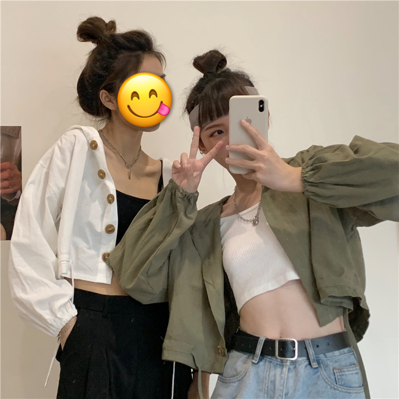 SUXI Áo Khoác Cardigan Dáng Croptop Tay Dài Thiết Kế Dây Rút Thời Trang Cho Nữ