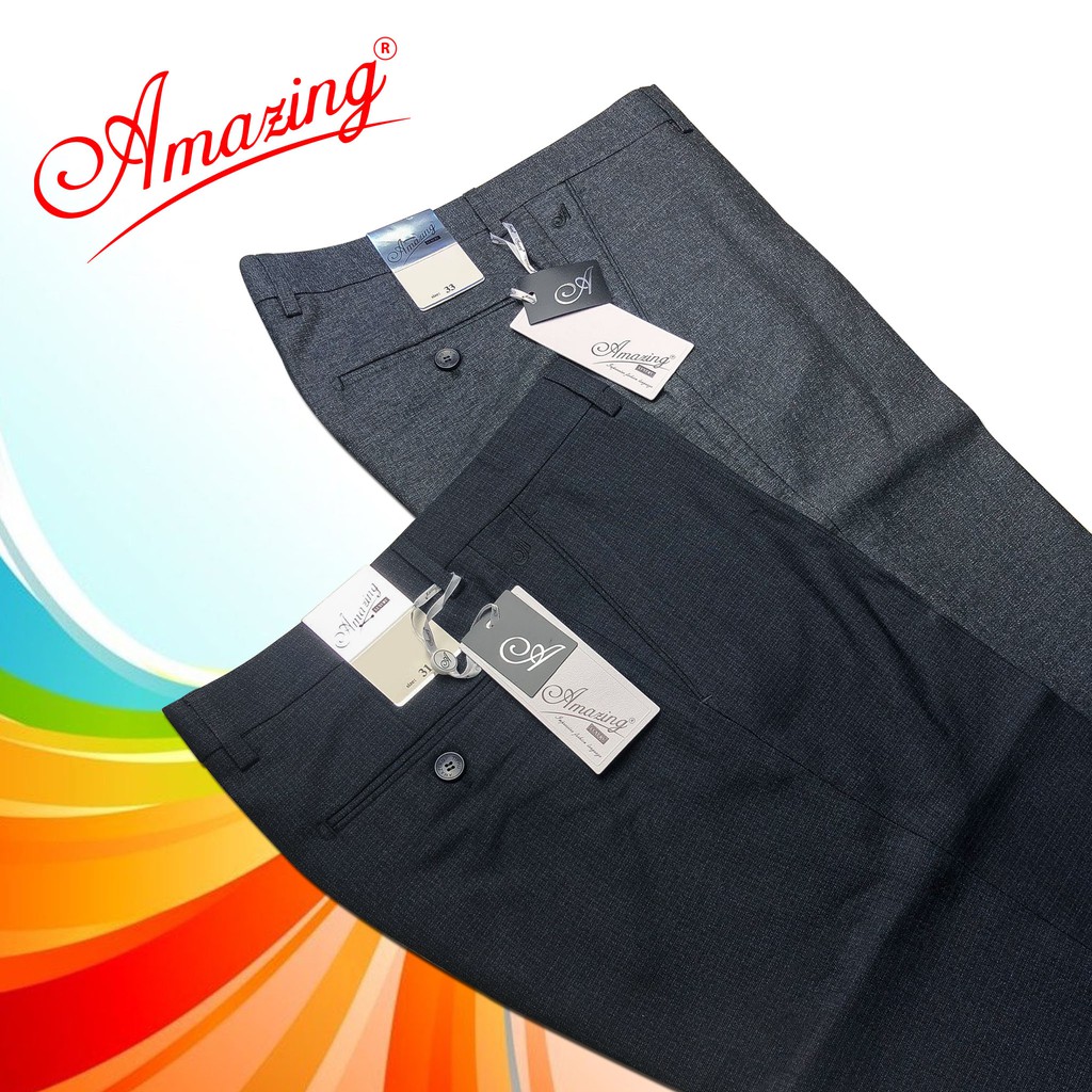 Amazing, Quần âu xám muối tiêu, tây nam form dáng chuẩn cao cấp, vân chìm ẩn trong mình vải, ống suông, không ly | BigBuy360 - bigbuy360.vn