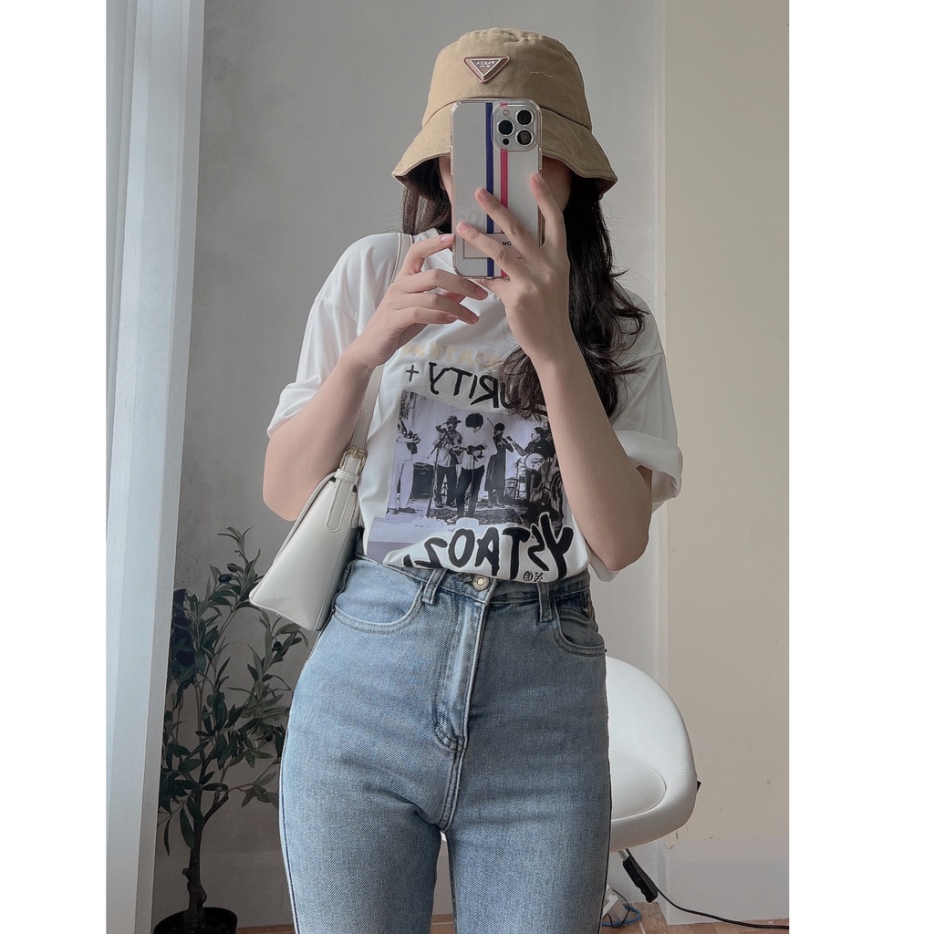 Áo Thun Nữ Security Form Rộng PEONYB [FREESHIP]  Phông ngắn tay lỡ in chữ phong cách vintage 3158 cá tính Ulzzang