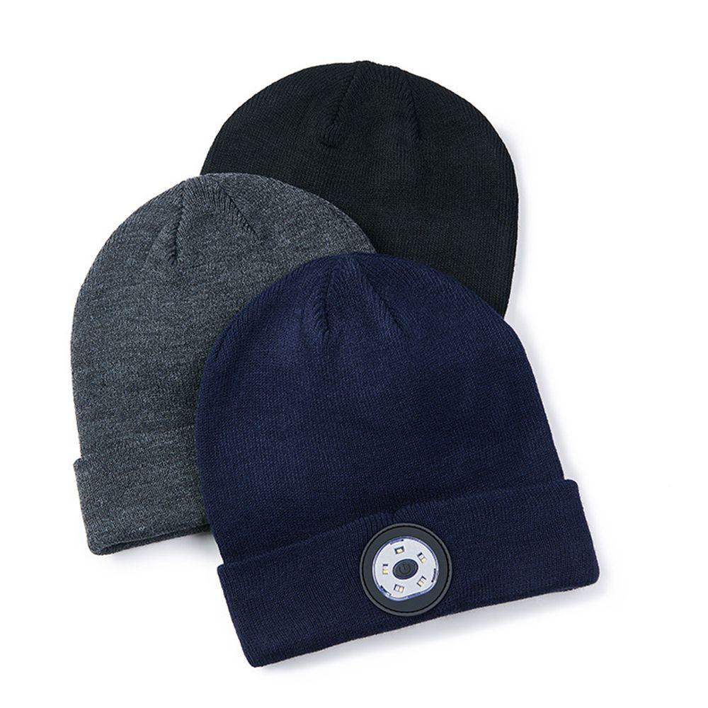 Zaijie Mũ beanie 24 LED Giữ Ấm Không Vành Có Nút Pin Bluetooth Cảnh Báo Đèn Flash Màu Đỏ Và Xanh Dương