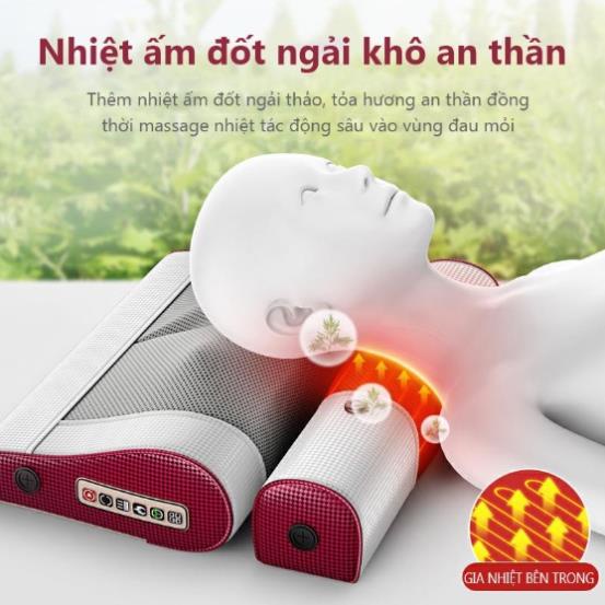 [HÀNG CHẤT] Gối Massage Hồng Ngoại bản nâng cấp có đầu mát xa 8D, Chính Hãng Công Nghệ Nhật Bản, Bảo Hành 1 Năm