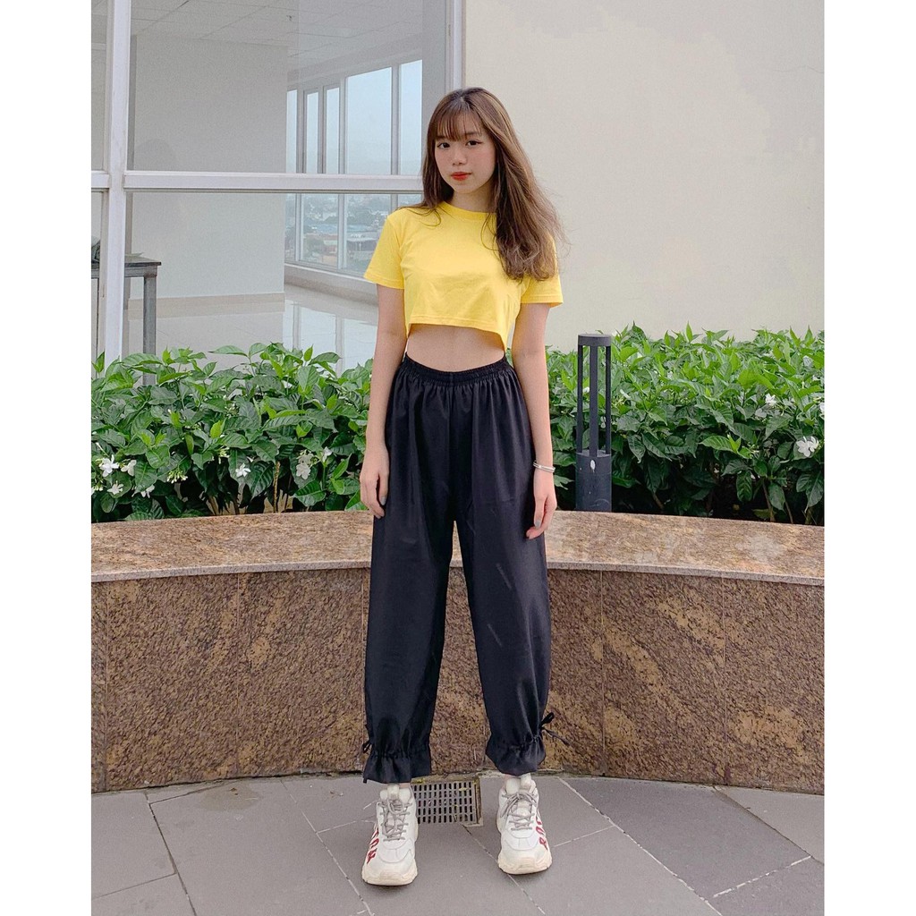 Quần ống rộng YAYSHOP phong cách ulzzang rút dây chất lụa mềm mịn thoáng mát xinh xắn