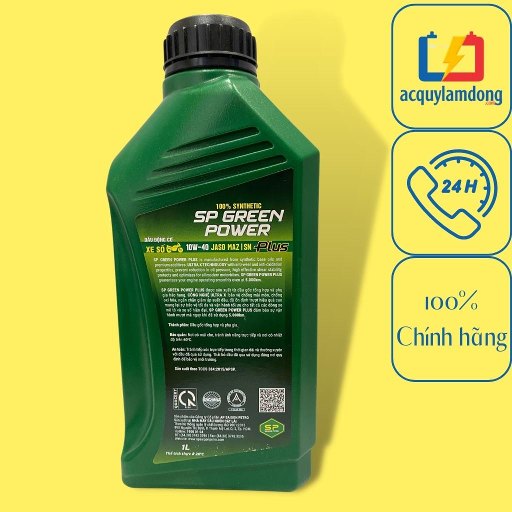 DẦU NHỚT XE SỐ 800ML/ 1L SP GREEN POWER PLUS SN 10W-40 - 100% SYNTHETIC dùng cho xe số,xe côn tay. 100% dầu gốc tổng hợp