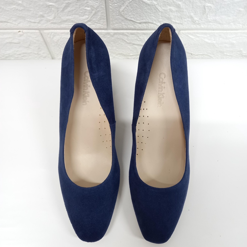 Giày CK da lộn gót vuông, mũi vuông 7cm