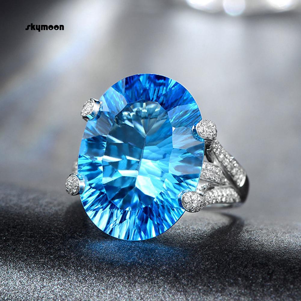 Nhẫn đính đá Topaz nhân tạo sang trọng cho phái nữ