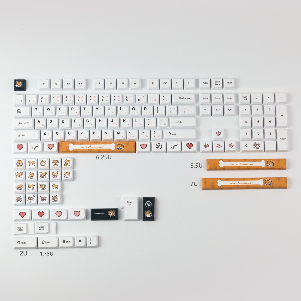 Keycap nút phím Shiba Inu 138 phím mẫu mới in dyesub thick PBT, XDA Profile,vừa hết các loại layout phím cơ như corsair