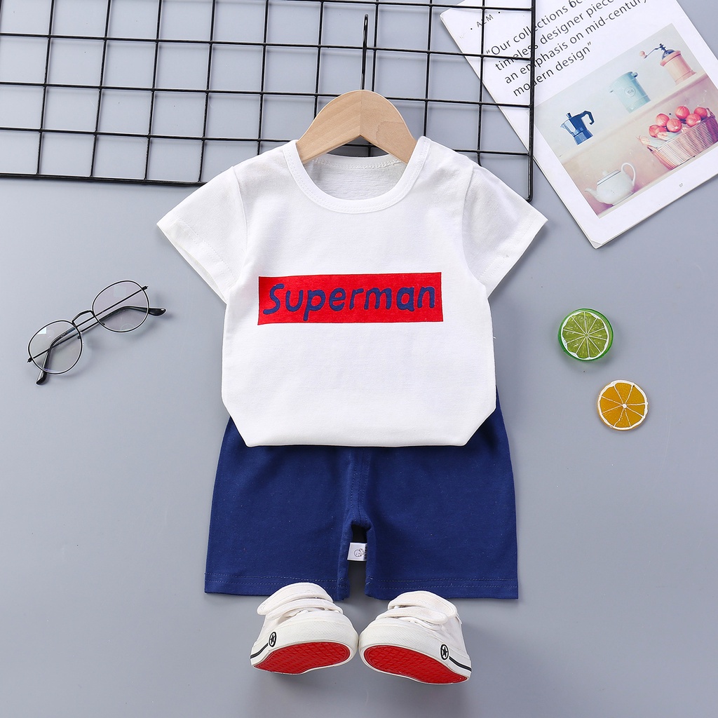 Đồ Bộ Quần Áo Thun Dành Cho Bé Trai Bé Gái Chất Cotton Thỏ Con, Hươu Con, Gấu Con, Shark và Superman, SIZE 8-20KG
