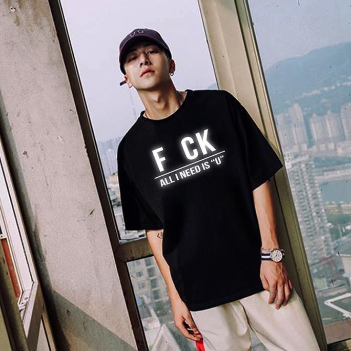 Áo thun tay lỡ phản quang FUCK ALL I NEED U, áo phông unisex phong cách streetwear !