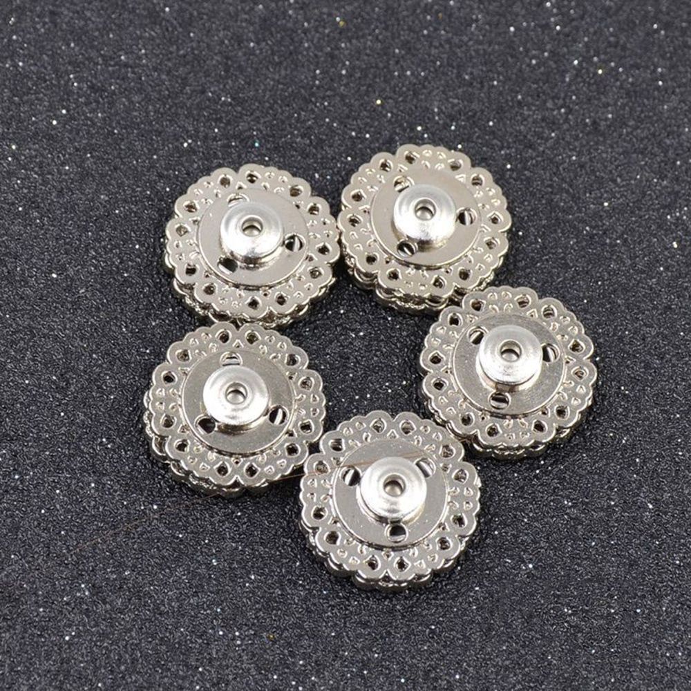 Set 5 nút khóa tròn ẩn màu nối bằng kim loại hình hoa nhiều màu trang trí áo len nylon/áo sweater/áo gió DIY HARRIETT