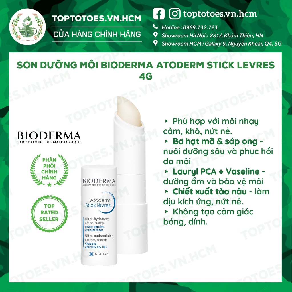 Son dưỡng môi Bioderma Atoderm Stick Levres 4G [NHẬP KHẨU CHÍNH HÃNG 100%]