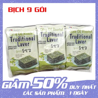 Lá kim ăn liền tẩm gia vị mặn 5g Hàn Quốc bịch 9 gói ,đồ ăn vặt hàn quốc,HÀNG TỐT BẢO KHANH