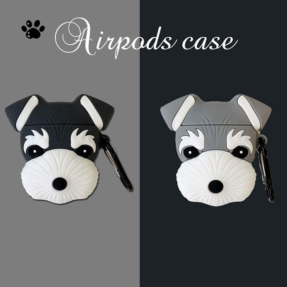 Vỏ Bảo Vệ Hộp Sạc Airpods 1 &amp; 2 Hình Schnauzer 3d Độc Đáo