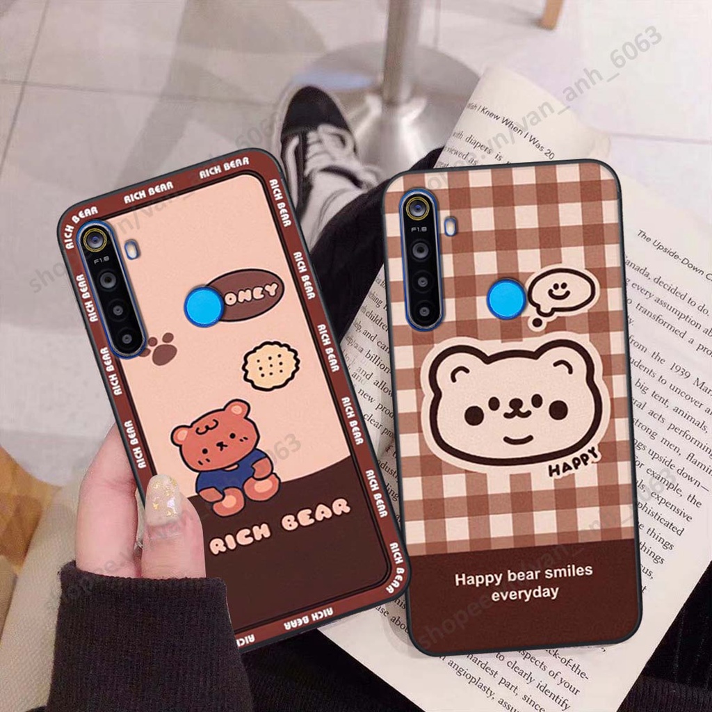 Ốp lưng Realme 5 / 5 Pro / C3 in hình hoa, gấu rich bear nghệ thuật, thời trang